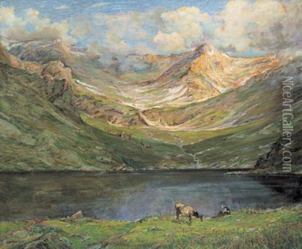 Alta Valle Oil Painting - Luigi Frigerio