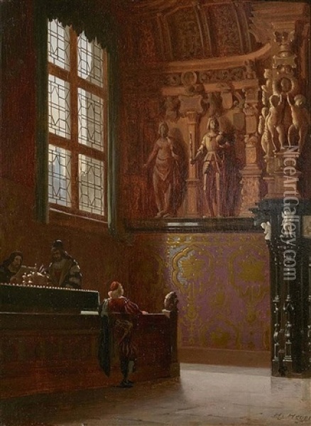 Bruges - The Renaissance Hall At The Brugse Vrije Oil Painting - Heinrich Anton Heger