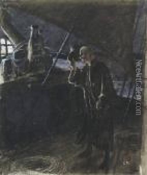 Homme Saluant Sur Le Pont Dun Bateau Au Clair De Lune Oil Painting - Georges Antoine Rochegrosse