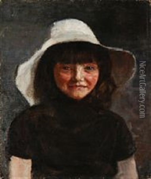 Portrait Of Dagny Broberg Oil Painting - Anna Sophie Petersen