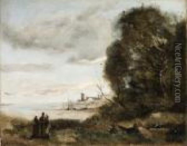 Souvenir Des Rivages Mridionaux Oil Painting - Jean-Baptiste-Camille Corot