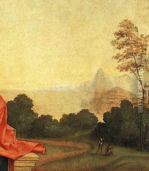 Madonna and Child Enthroned between St Francis and St Liberalis (detail) 2 Oil Painting - Giorgione