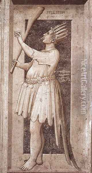 No. 53 The Seven Vices- Foolishness 1306 Oil Painting - Giotto Di Bondone