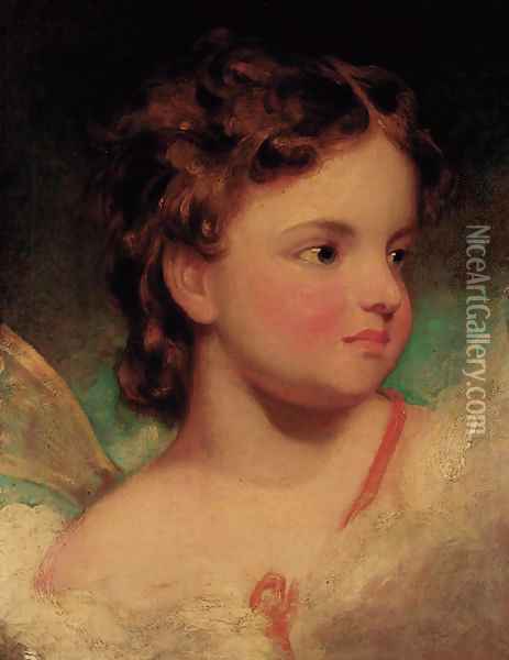 Portrait of a child, head-and-shoulders, as an angel Oil Painting - John Hoppner