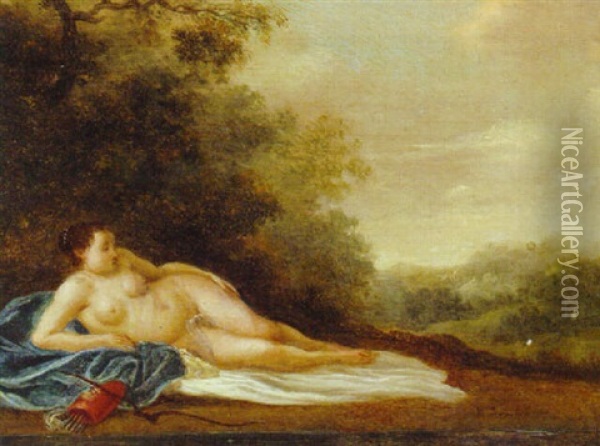 Diana Recling In A Landscape Oil Painting - Pieter Hendrickx Spykerman
