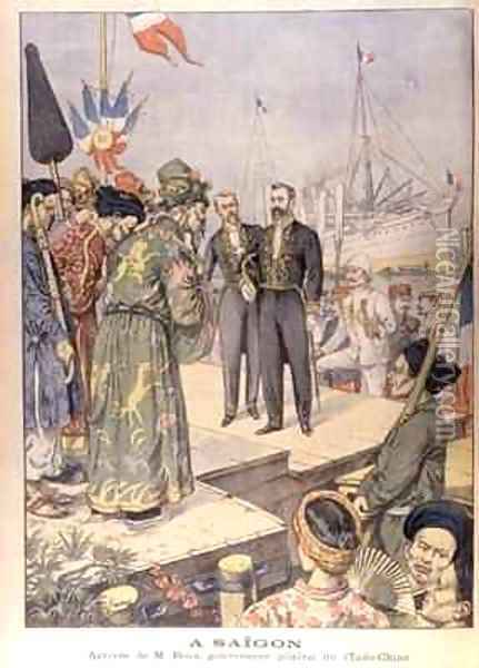 Arrival in Saigon of Paul Beau 1857-1927 Governor General of Indo China 1902-07 Oil Painting - Charles Georges Dufresne