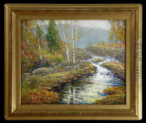 Autumn Landscape With Stream Oil Painting - Cullen Yates