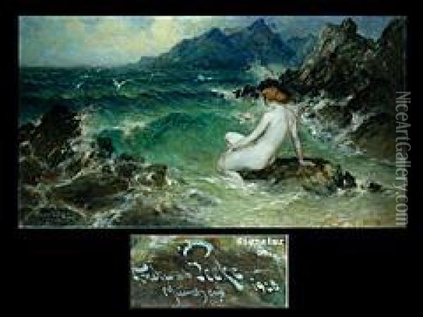 Meerjungfrau Am Gestade Oil Painting - Ferdinand Leeke