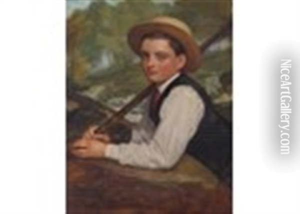 Boy With A Fishing Rod Oil Painting - Eden Upton Eddis