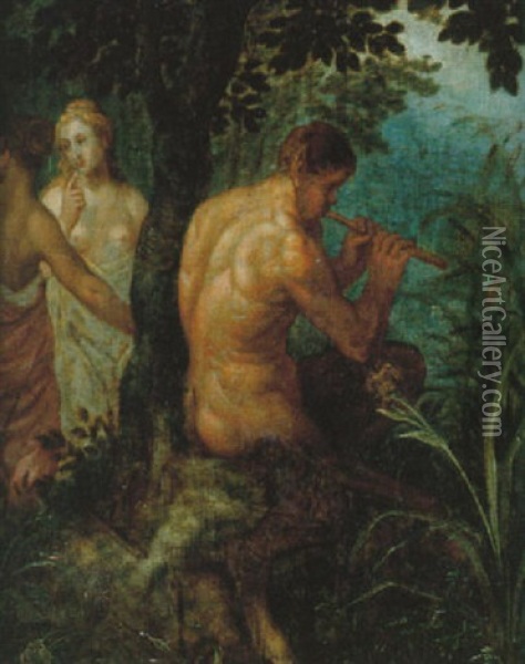 Skogsparti Med Satyrer Och Nymfer Oil Painting - Hendrik van Balen the Elder
