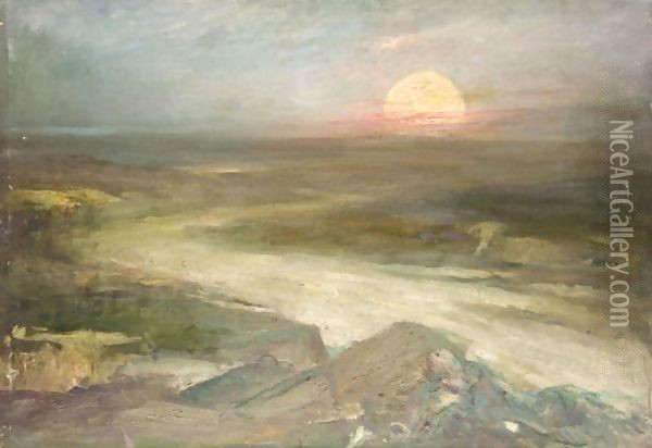Flood Plain At Sunset Oil Painting - Pierre Amede Marcel-Beronneau