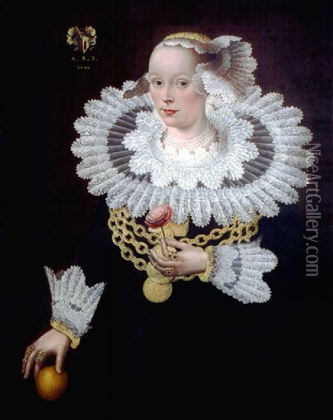 Portrat Der Frau Des Lubeckischen Burgermeisters Dr. Johann Marquard Oil Painting - Michael Conrad Hirt