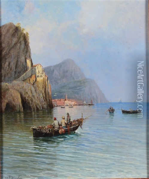 Coppia Di Vedute Di Amalfi Oil Painting - Salvatore Petruolo