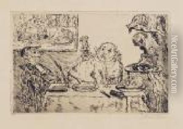 La Gourmandise - De Gulzigheid (1904) Oil Painting - James Ensor