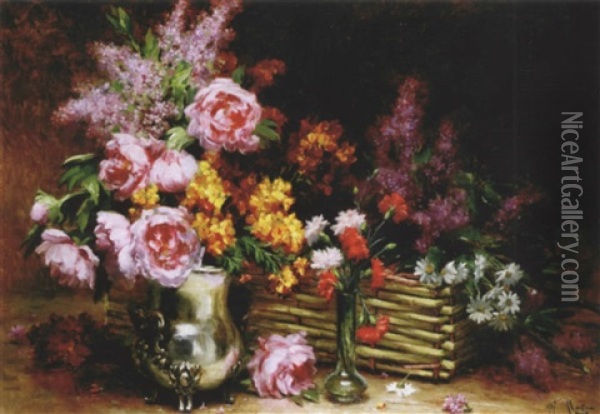 Bouquet De Fleurs Oil Painting - Desire Alfred Magne