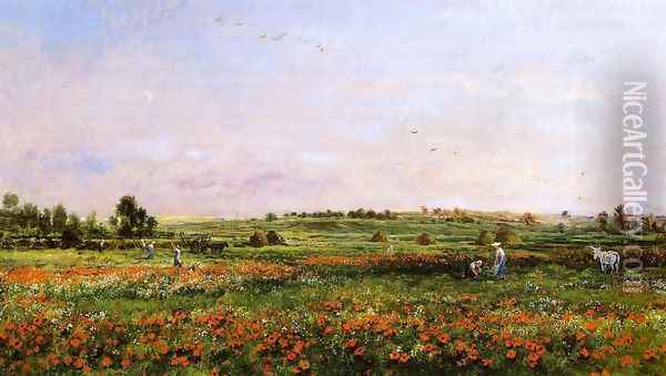 Fields in the Month of June Oil Painting - Charles-Francois Daubigny