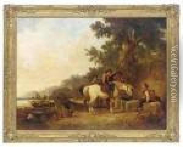 At The Well Oil Painting - Snr William Shayer