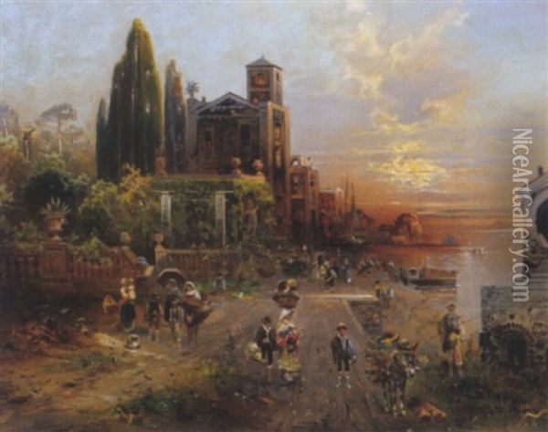 Torre Del Greco (bei Neapel?) Oil Painting - Robert Alott