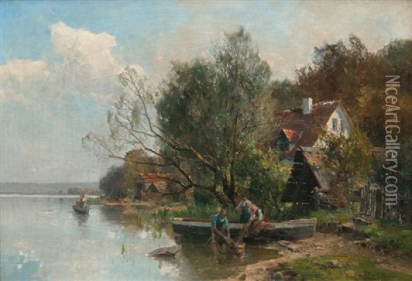 By Lake Starnberg Oil Painting - Karl Adam Heinisch