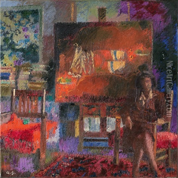 Im Atelier Ii Oil Painting - Augusto Giacometti