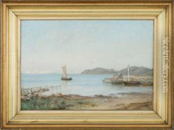 View From Kullen With Sailing Boats On The Water Oil Painting - Sophie Louise Stjernstedt