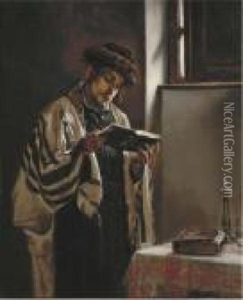The Young Rabbi Oil Painting - Carl Zewy