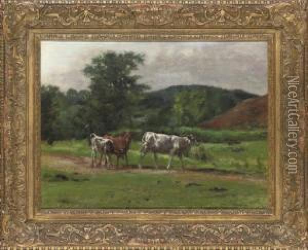 Cattle On A Path Oil Painting - Charles Augustus Henry Lutyens