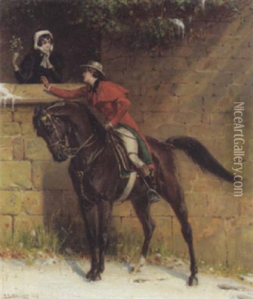 Christmas Romance Oil Painting - Samuel Edmund Waller