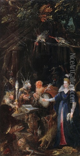 Versuchung Des Heiligen Antonius (collab. W/hieronymus Francken L.) Oil Painting - Jan Brueghel the Elder