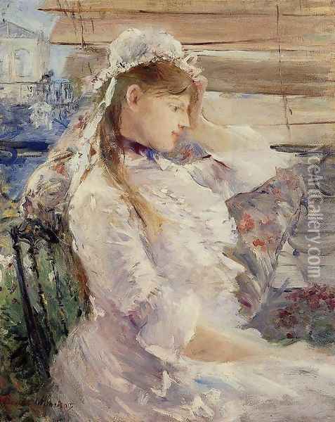 Behind The Blinds Oil Painting - Berthe Morisot