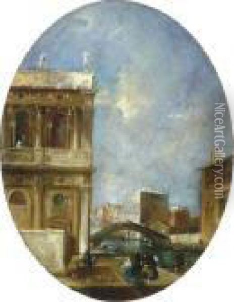 A Venetian Capriccio Oil Painting - Francesco Guardi
