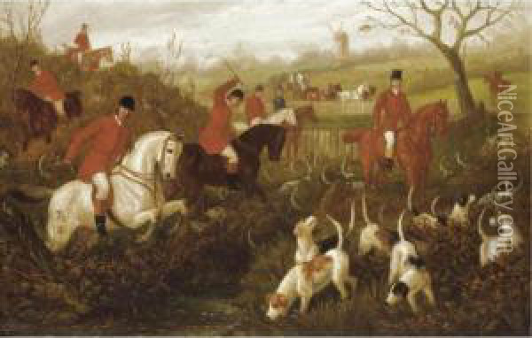 The Meet; Crossing The Ditch Oil Painting - Edward Benjamin Herberte