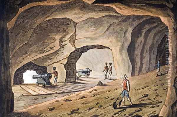Inside a gallery on the Rock of Gibraltar, engraved by Joseph Constantine Stadler (fl.1780-1812) Oil Painting - Cooper Willyams