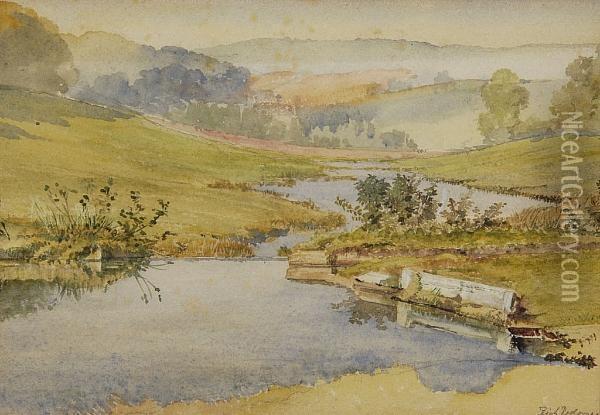 River Landscape Oil Painting - Richard Redgrave