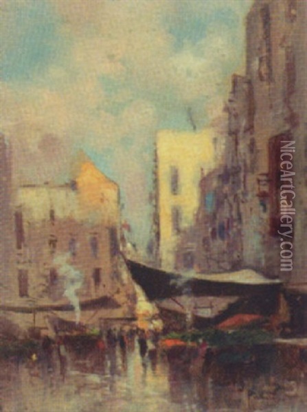 Gadeparti Fra Napoli Oil Painting - Oscar Ricciardi