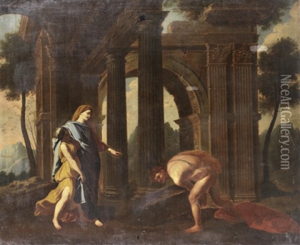 Theseus Finding His Father's Sword Oil Painting - Nicolas Poussin