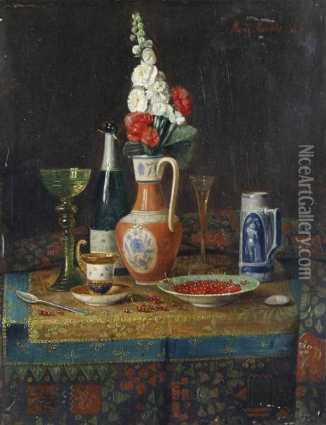 Still Lifes With Champagne And Fruit On A Table Oil Painting - Moritz Mansfeld
