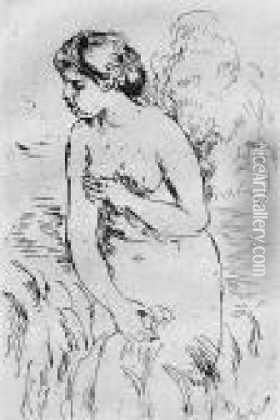 Baigneuse Debout, Ami-jambes Oil Painting - Pierre Auguste Renoir
