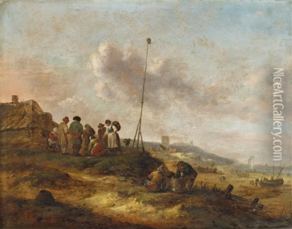 Kustenlandschaft Mit Fischern Oil Painting - Nicolaes Molenaer