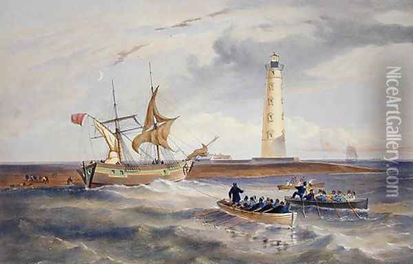 The Lighthouse at Cape Chersonese, plate from The Seat of War in the East, published by Colnaghi and Co., 1856 Oil Painting - William Simpson