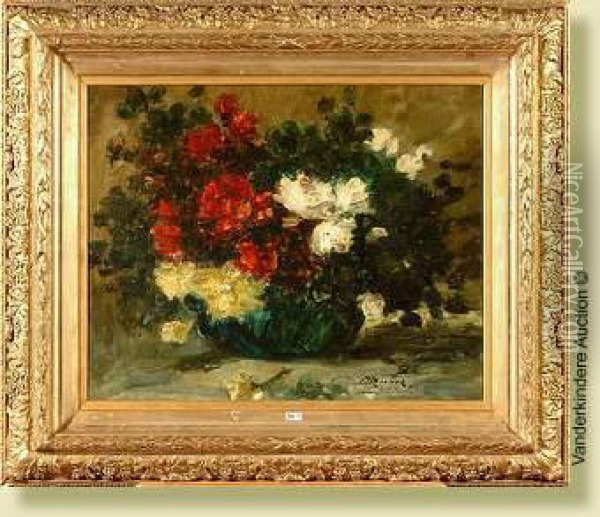 Vase De Roses Oil Painting - Ernest Rocher