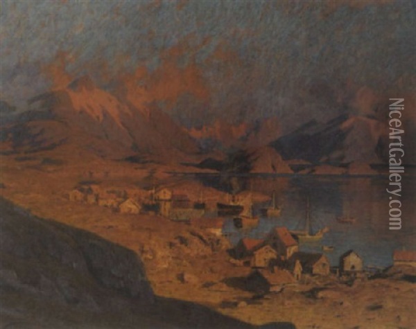 Fjordlandschaft An Einem Sommerabend Oil Painting - Adelsteen Normann