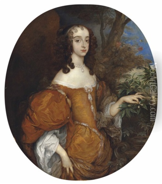 Portrait Of Mary, Princess Of Orange (1631-1660), Three-quarter-length (collaborations With Studio) Oil Painting - Adriaen Hanneman