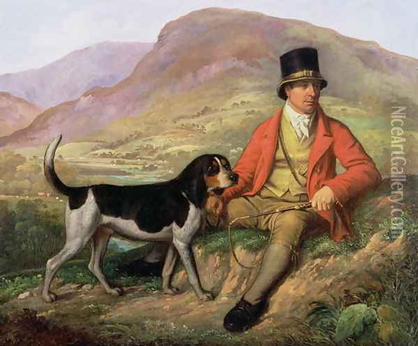 Portrait of John Peel 1776-1854 with one of his hounds Oil Painting - Ramsay Richard Reinagle