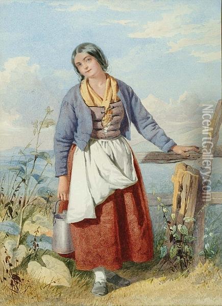 Portrait Of A Milkmaid Oil Painting - John Henry Mole