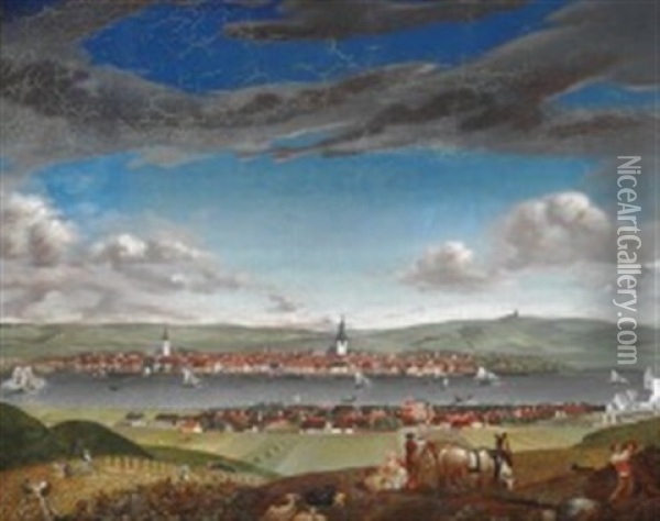 View Of Aalborg And Norresundby Oil Painting - Ole Magnus Rasch