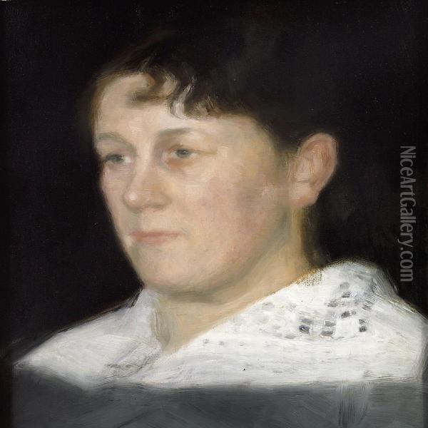 Portrait Head, Natural Size Of Mrs Vilhelmine Bramsen Oil Painting - Vilhelm Hammershoi