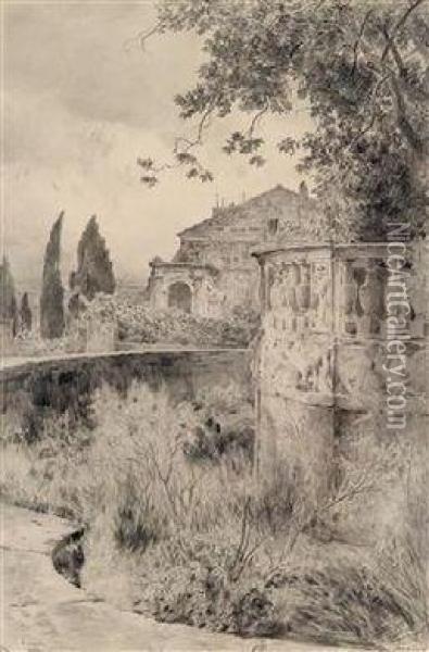Blick Auf Eine Gartenvillabei Rom Oil Painting - Othmar Brioschi