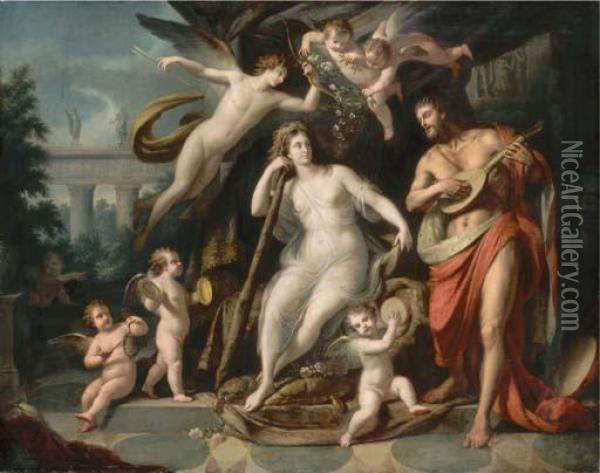 Hercules And Omphale Oil Painting - Johann Heinrich The Elder Tischbein