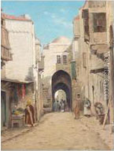 A Street In Jerusalem Oil Painting - Percy Robert Craft